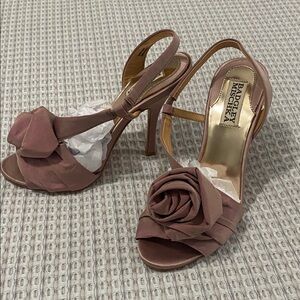 Badgley Mischka Dusty Rose Heels with Floral Detail